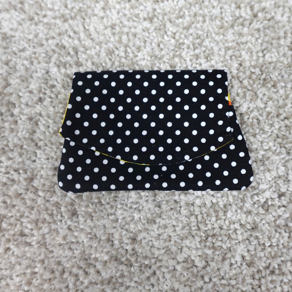 Looney Tunes Bugs Bunny Polka Dot Fabric Pocket Wallet Card Holder Black Yellow